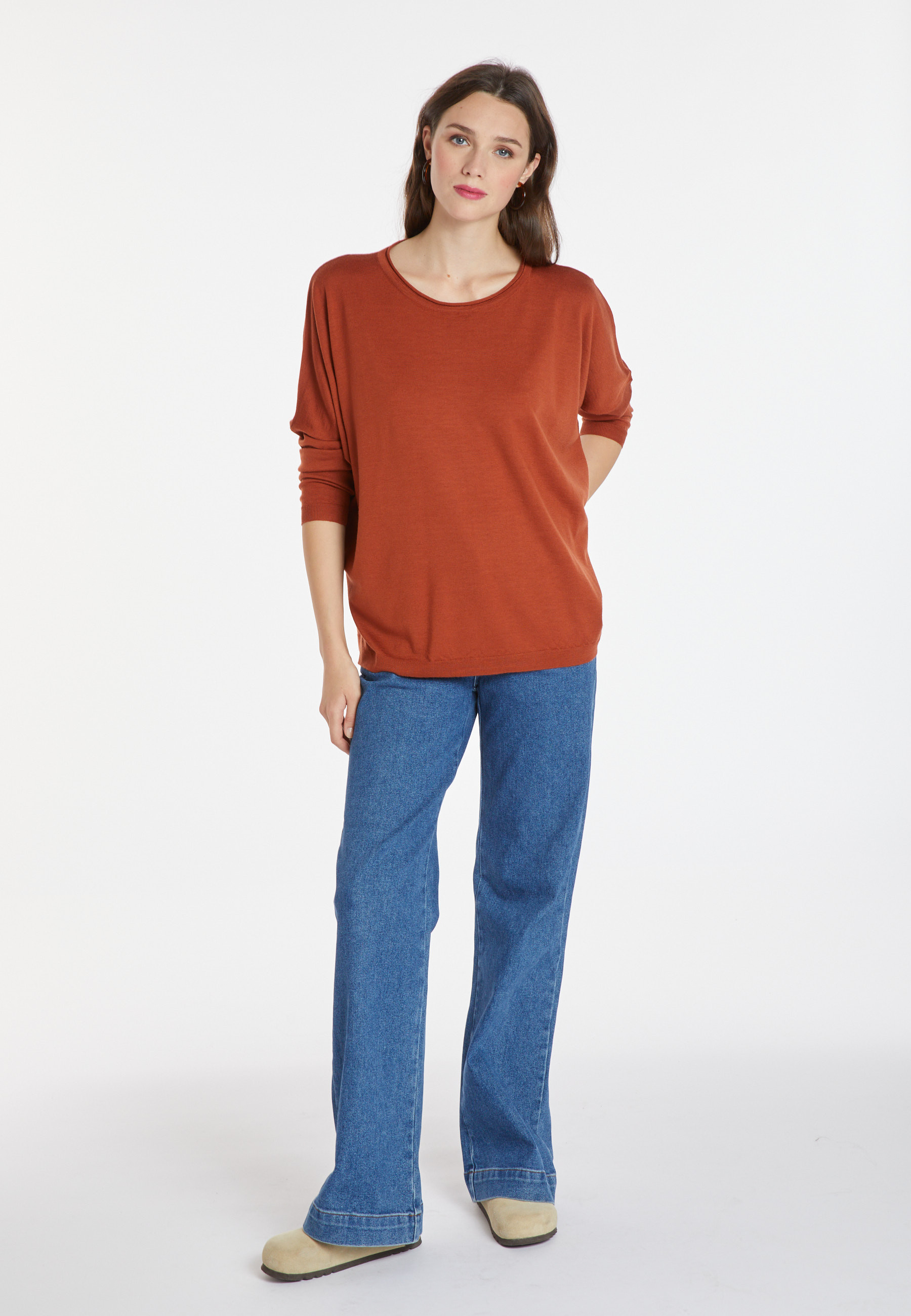 Pull ample col rond en laine mérinos - Azel 8230