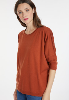 Loose-fitting round-neck sweater in merino wool - Azel