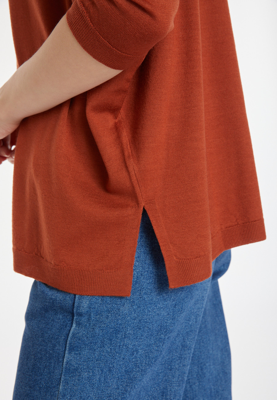 Suéter folgado de lã merino fina - Azel