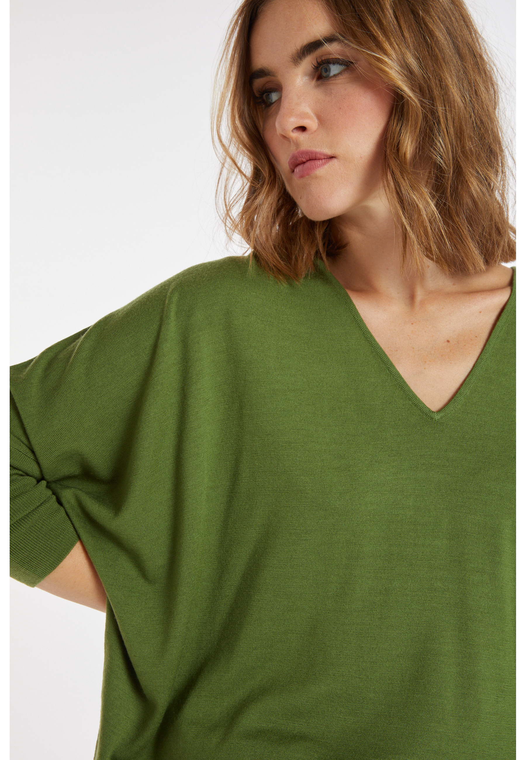 Pull manches chauve-souris en laine mérinos - Boxe 8252