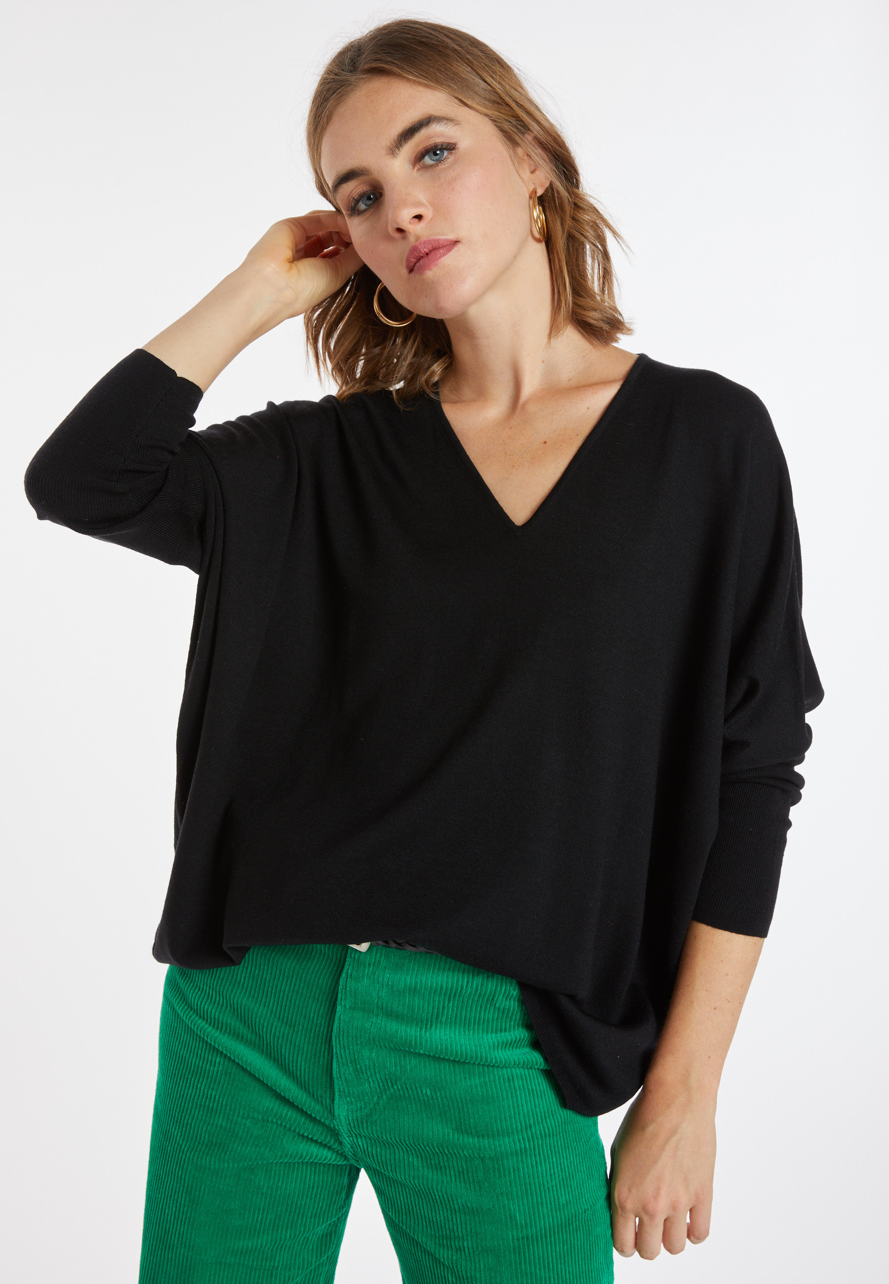 Merino wool bat-sleeve sweater - Boxe