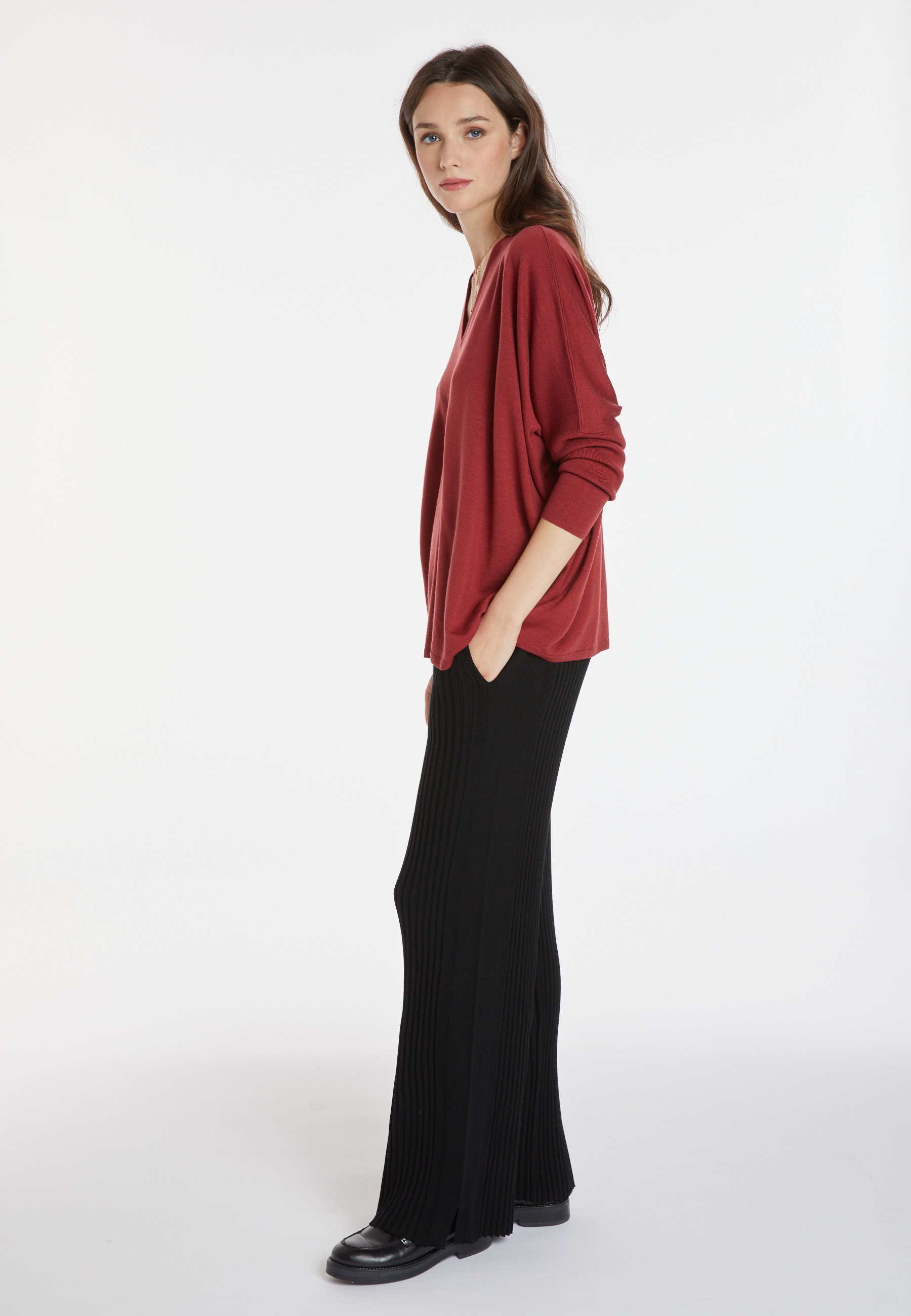 Merino wool bat-sleeve sweater - Boxe