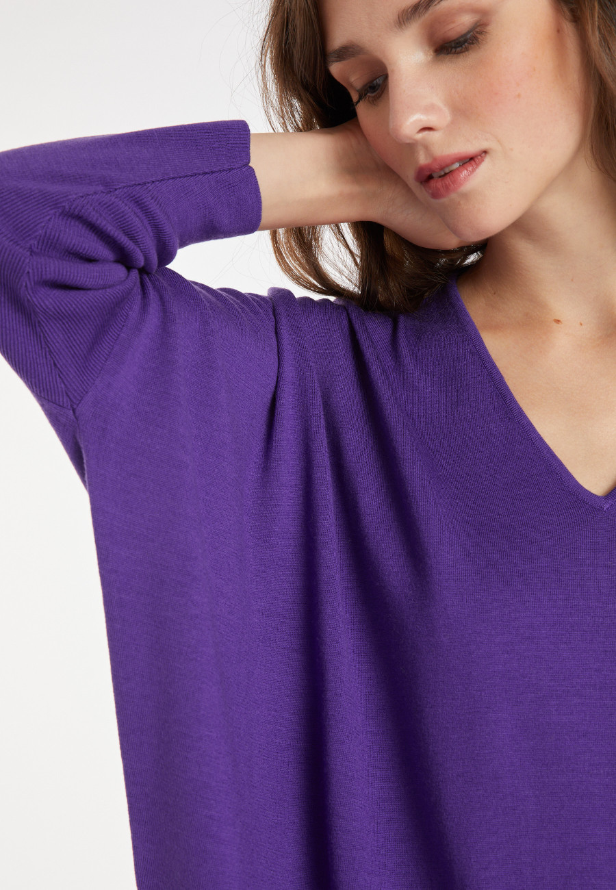 Merino wool bat-sleeve sweater - Boxe