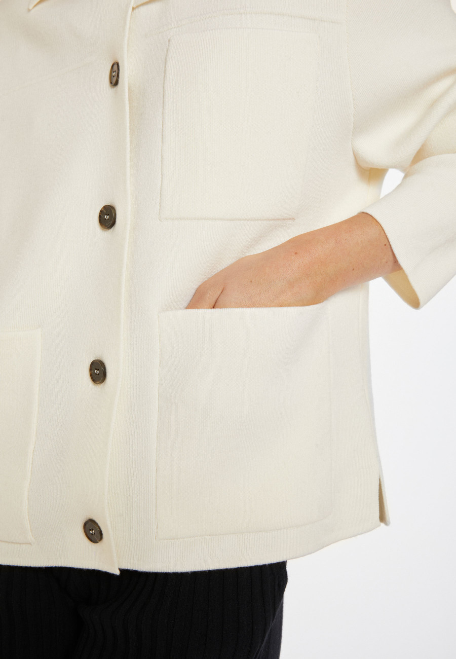 Merino wool jacket with buttons and pockets - Coline