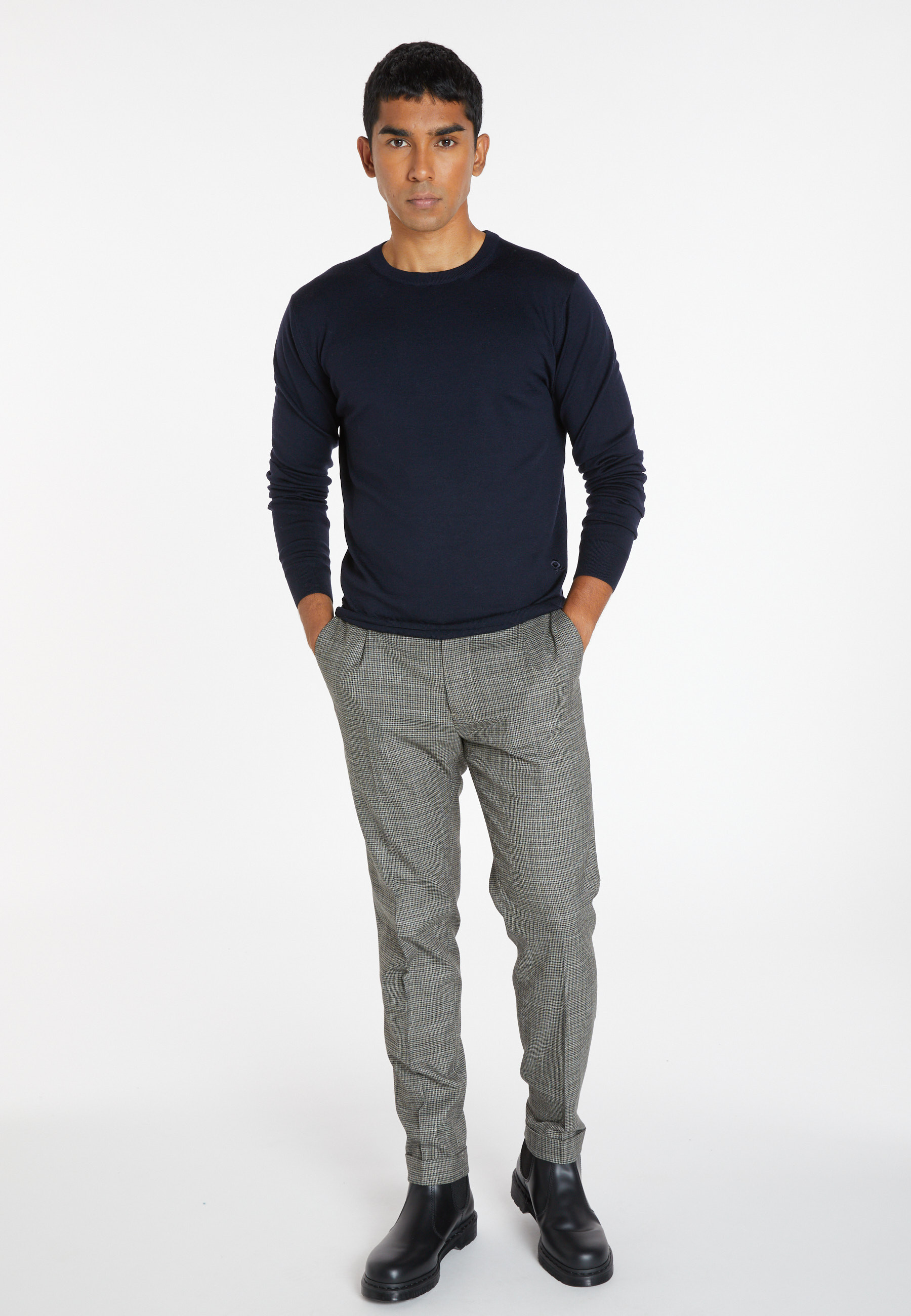 Pull col rond avec logo en laine mérinos - Eddie 8240