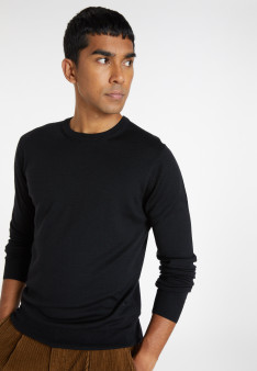 Crew neck sweater with logo in merino wool - Eddie