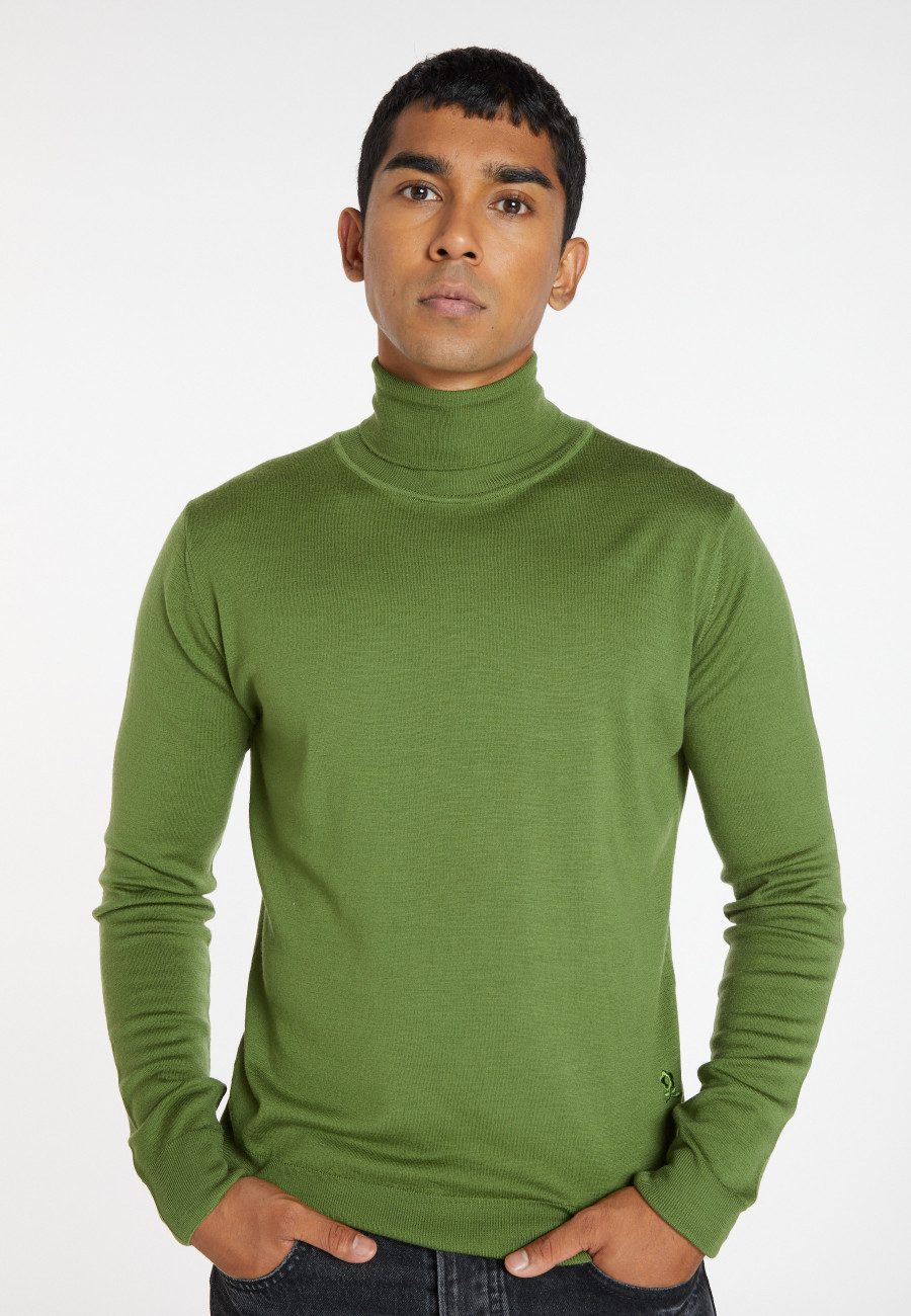 Turtleneck sweater with logo in merino wool - Enzo