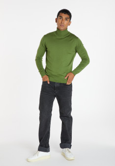 Turtleneck sweater with logo in merino wool - Enzo