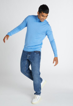 Pull col roulé avec logo en laine mérinos - Enzo 8242