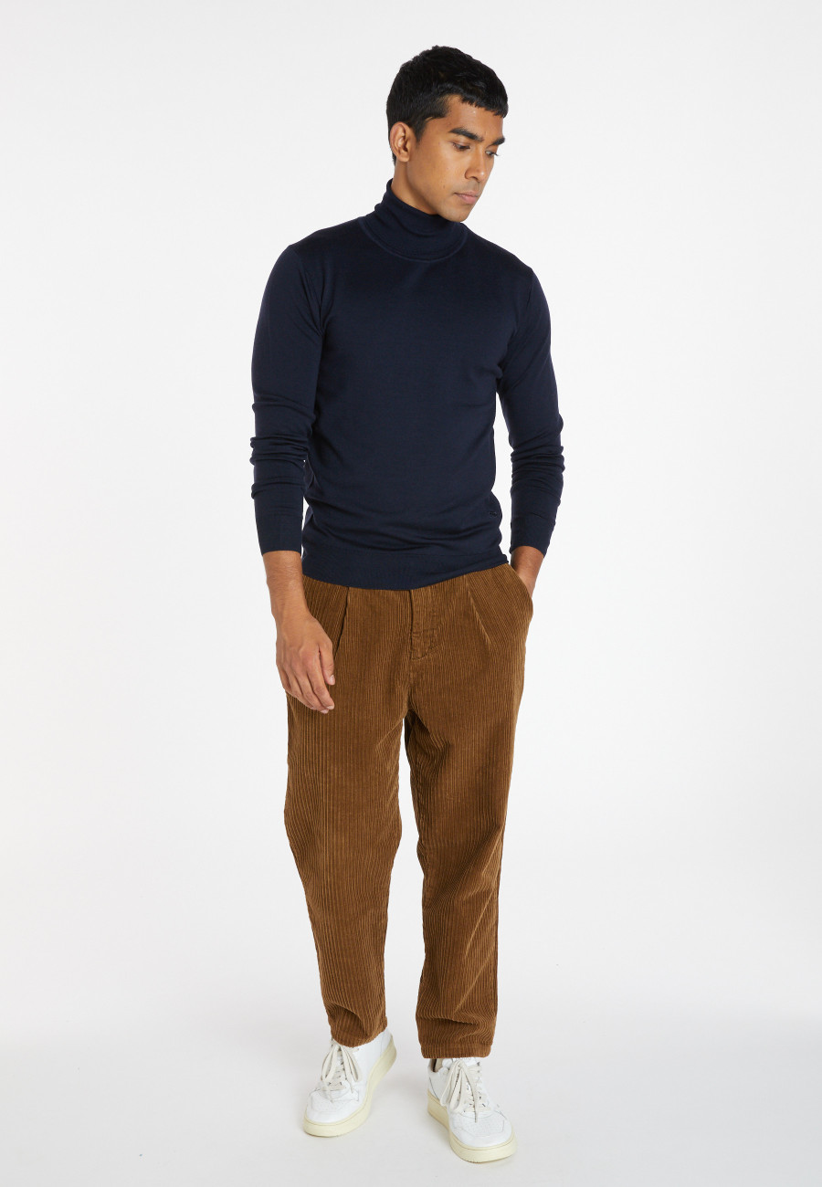 Turtleneck sweater with logo in merino wool - Enzo