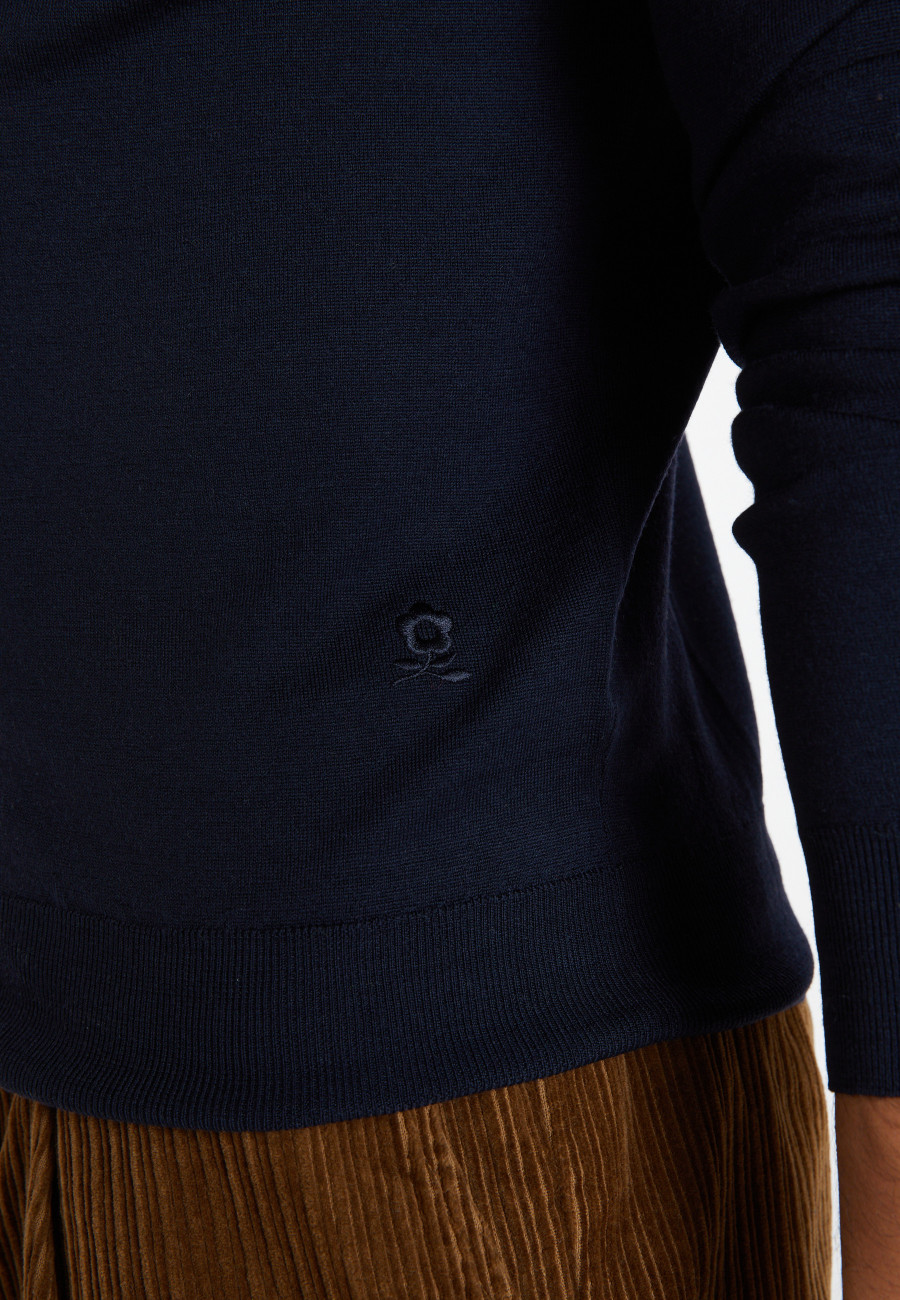 Turtleneck sweater with logo in merino wool - Enzo