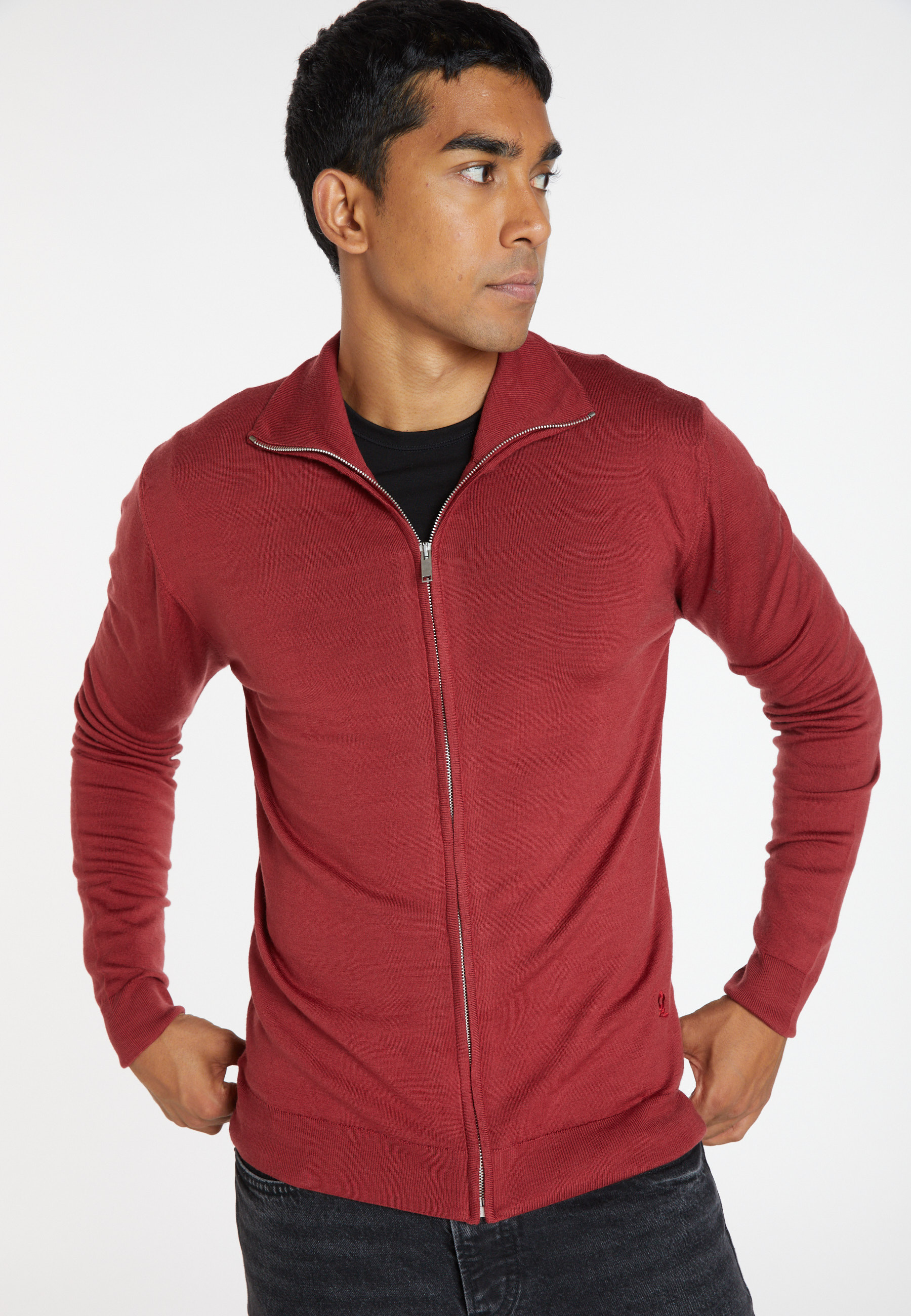 Zipped vest with logo in merino wool - Estian