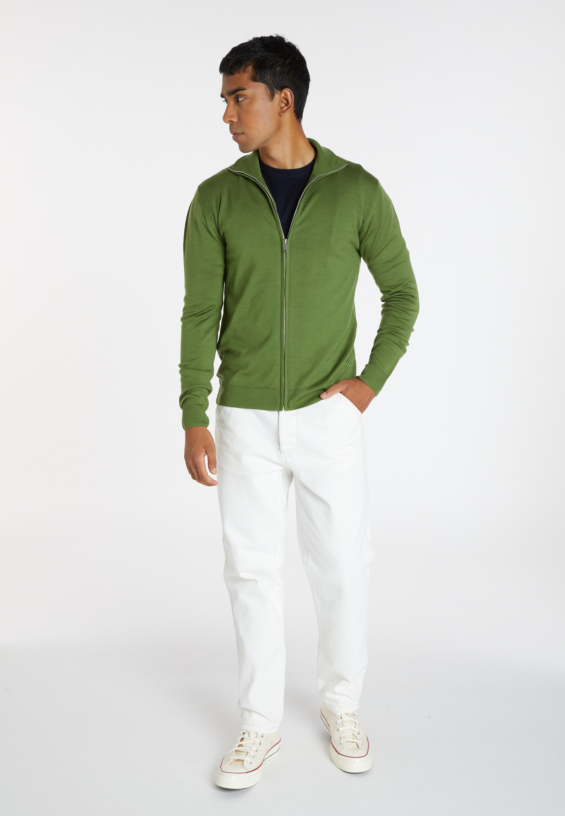 Zipped vest with logo in merino wool - Estian