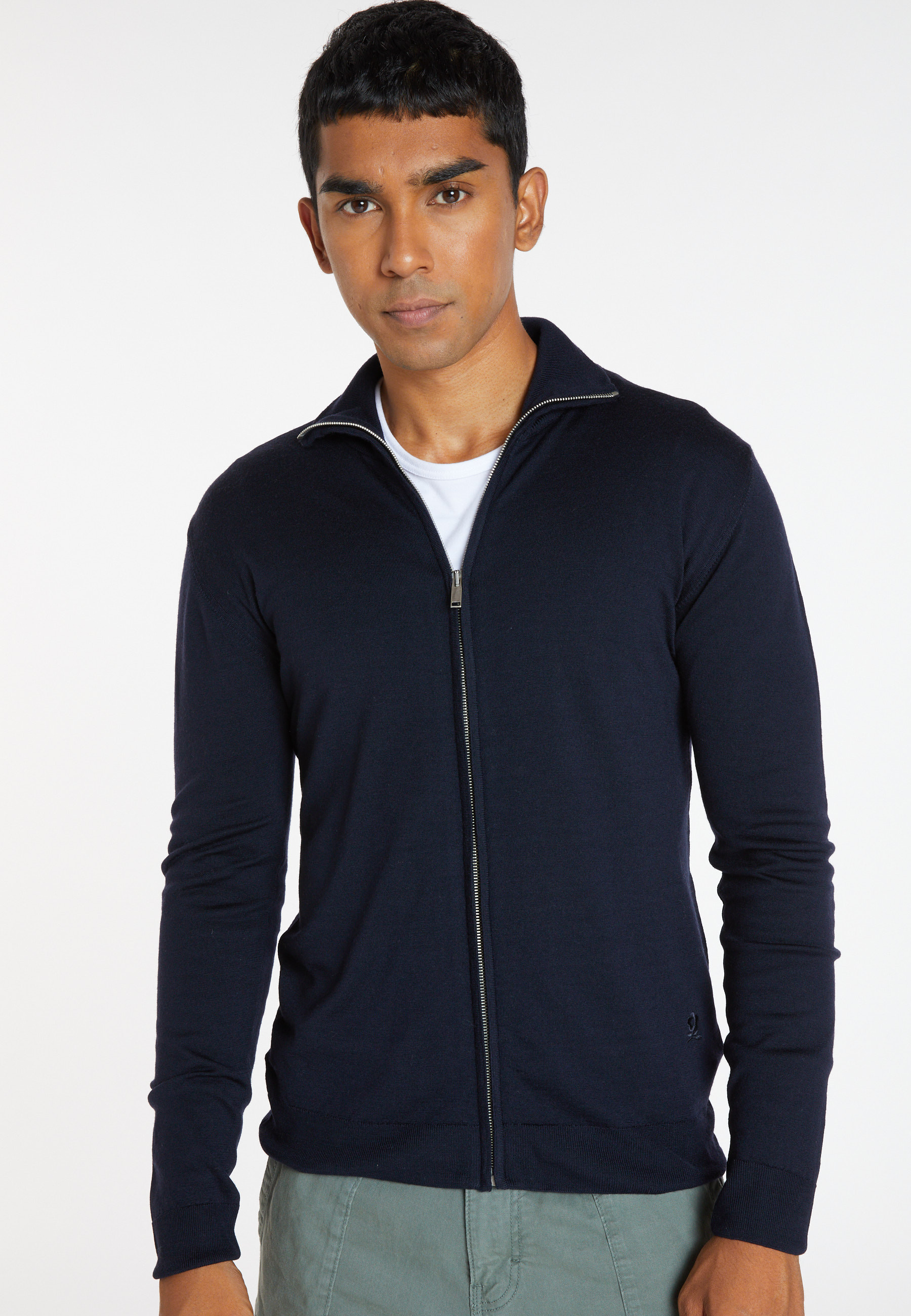 Zipped vest with logo in merino wool - Estian