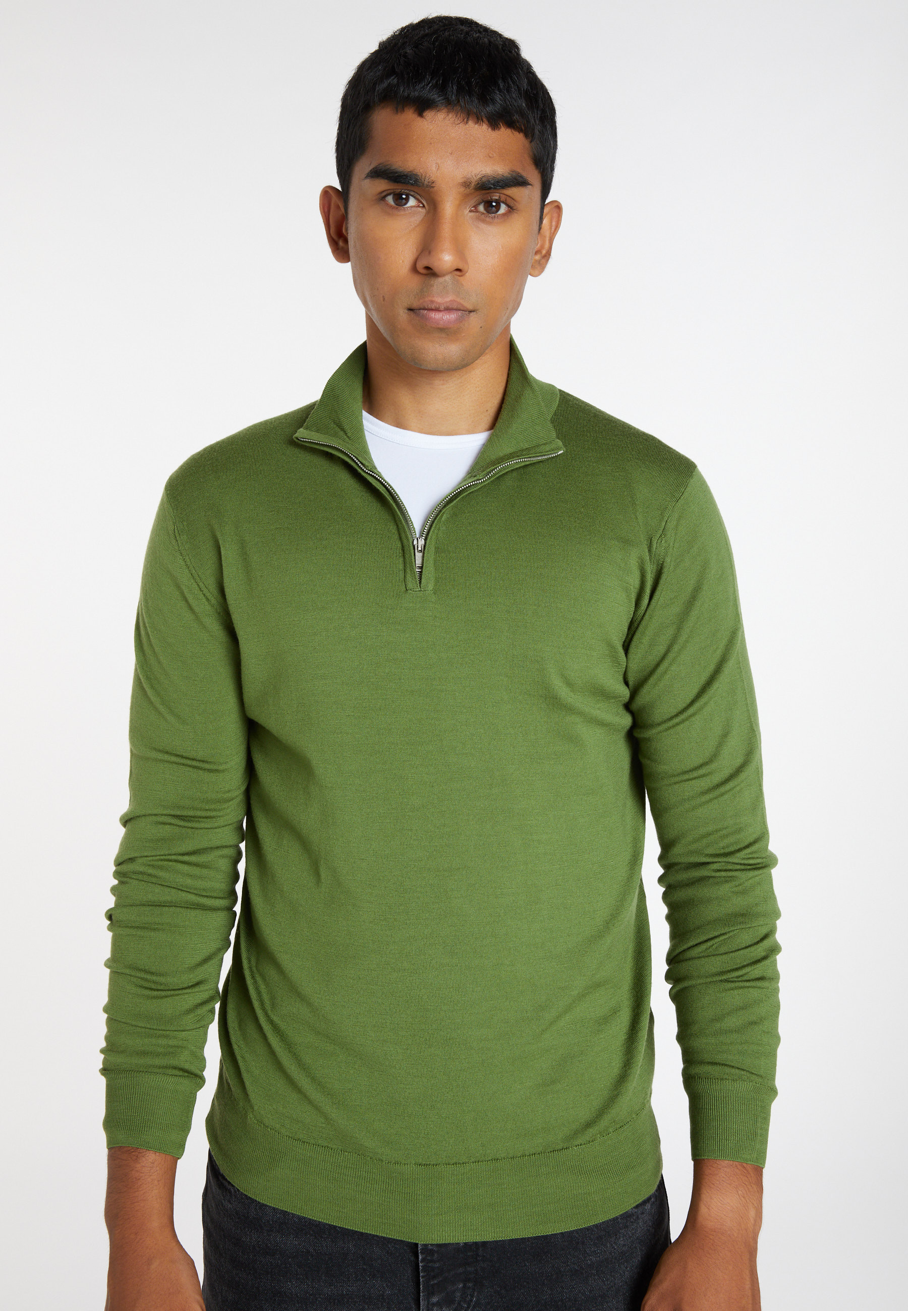 Trucker neck sweater with logo in merino wool - Ryan