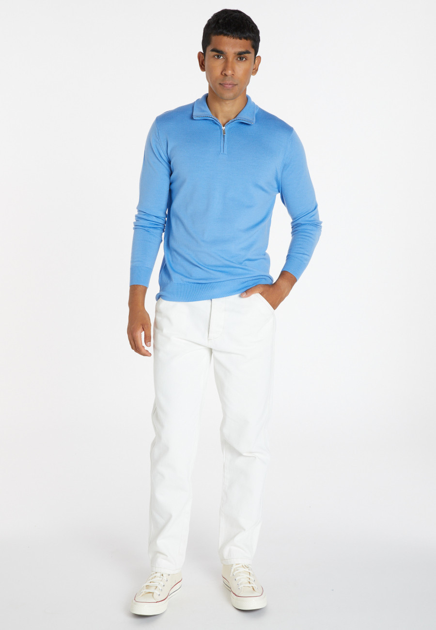 Trucker neck sweater with logo in merino wool - Ryan