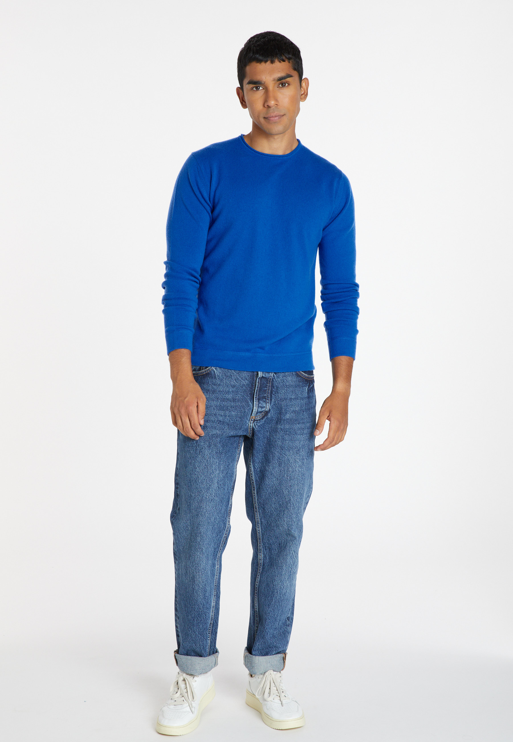 Round-neck cashmere sweater with rolled finishes - Ernest