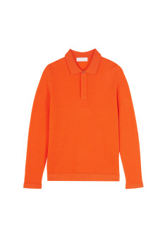 Long-sleeved polo shirt in merino wool - Sidney