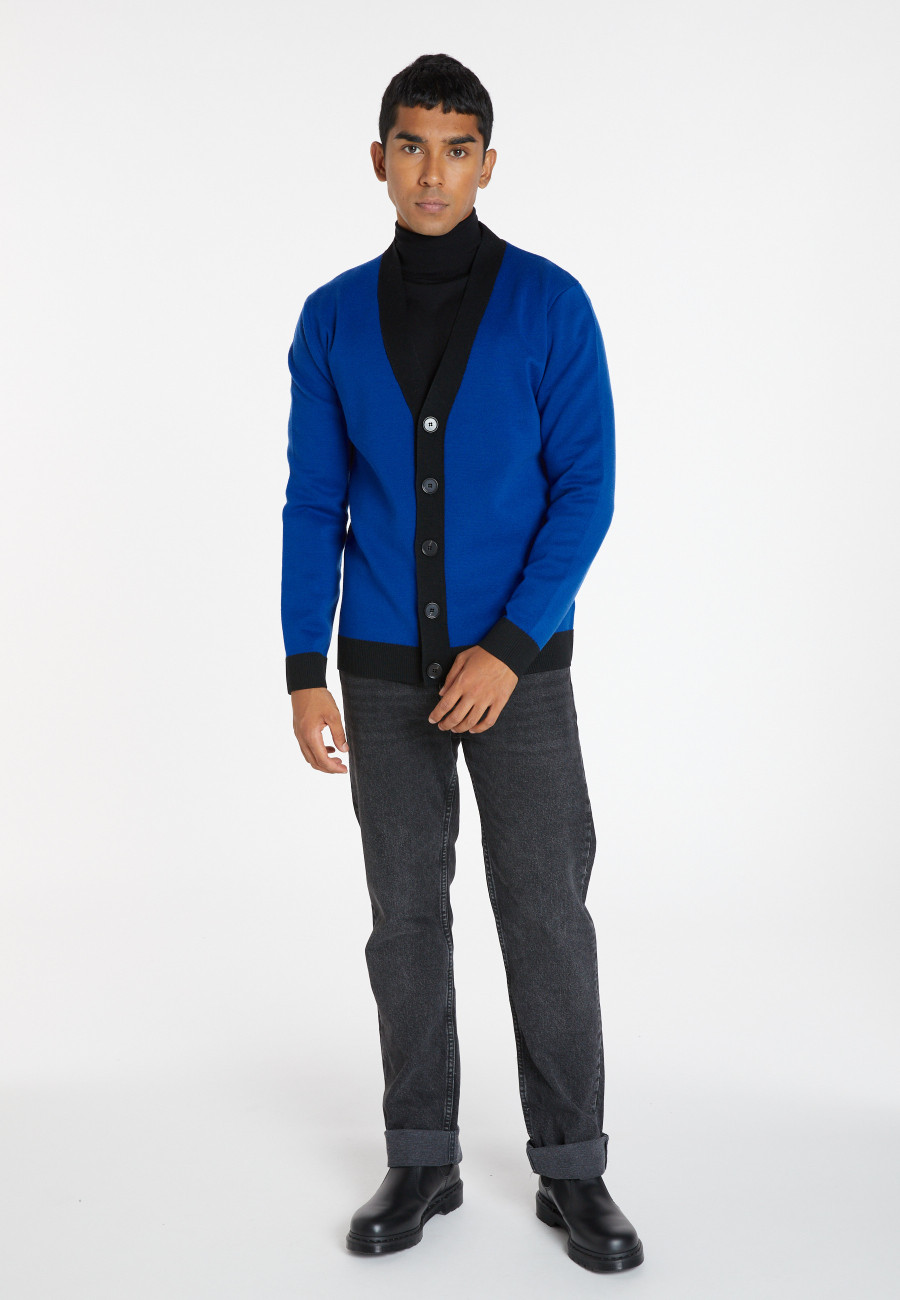 Two-tone merino wool cardigan - Silence