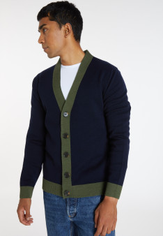 Two-tone merino wool cardigan - Silence