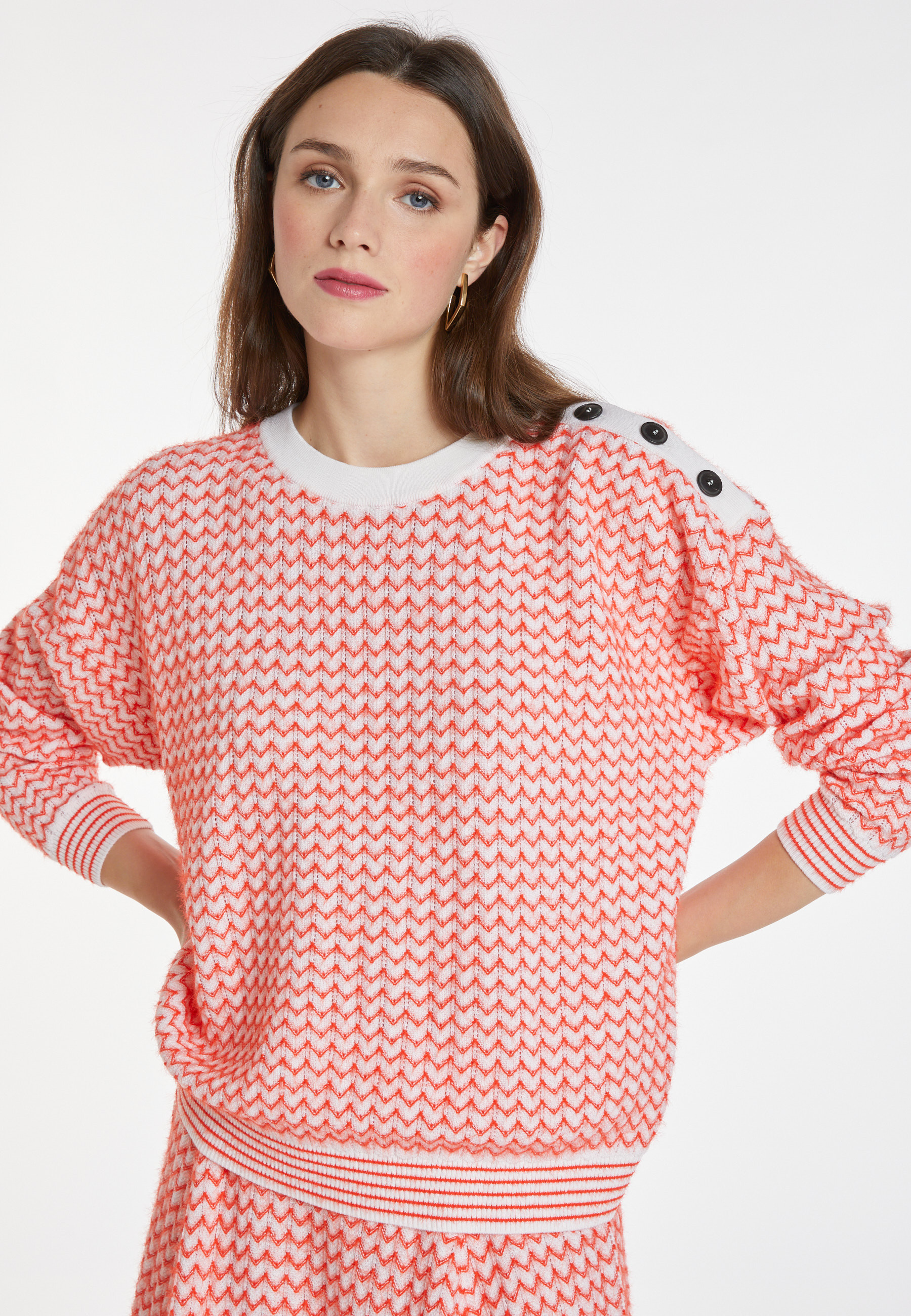 Pull motifs chevron en laine mérinos - Coralise 8301