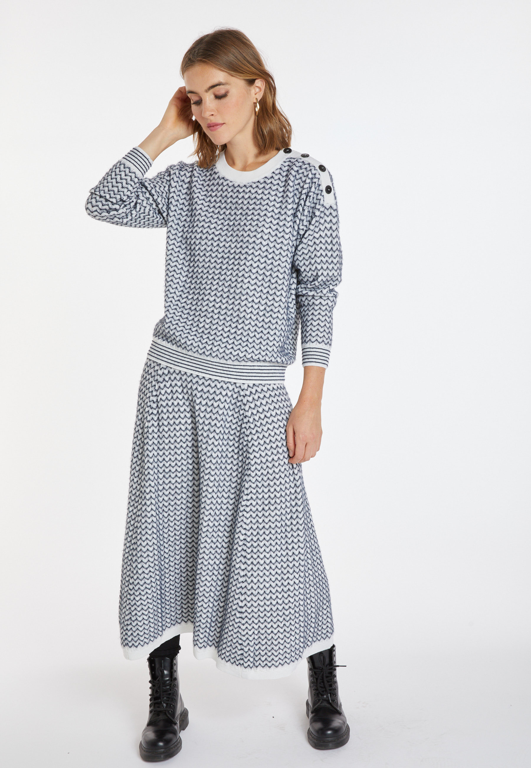 Pull motifs chevron en laine mérinos - Coralise 8303