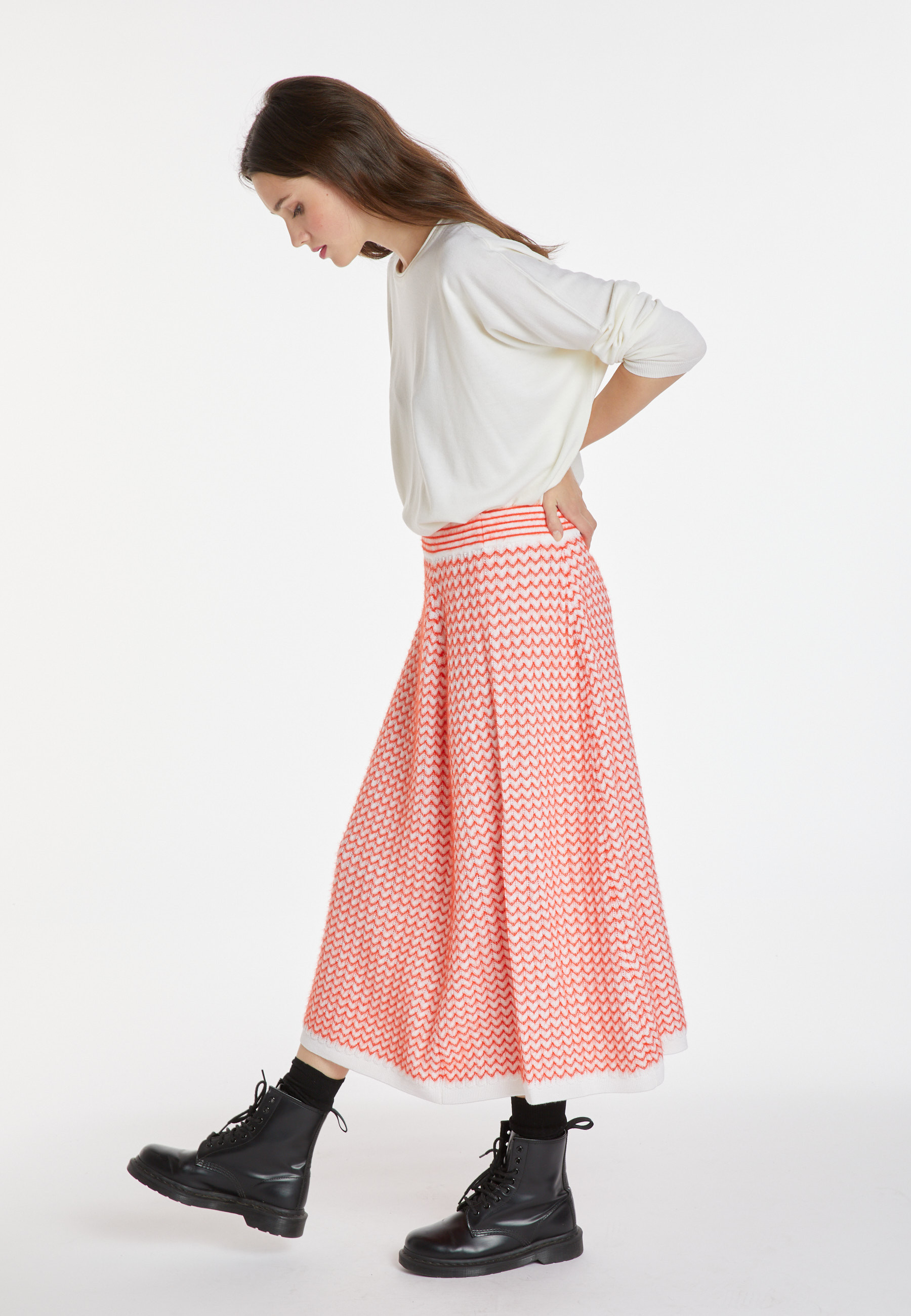 Long skirt in merino wool - Cecile