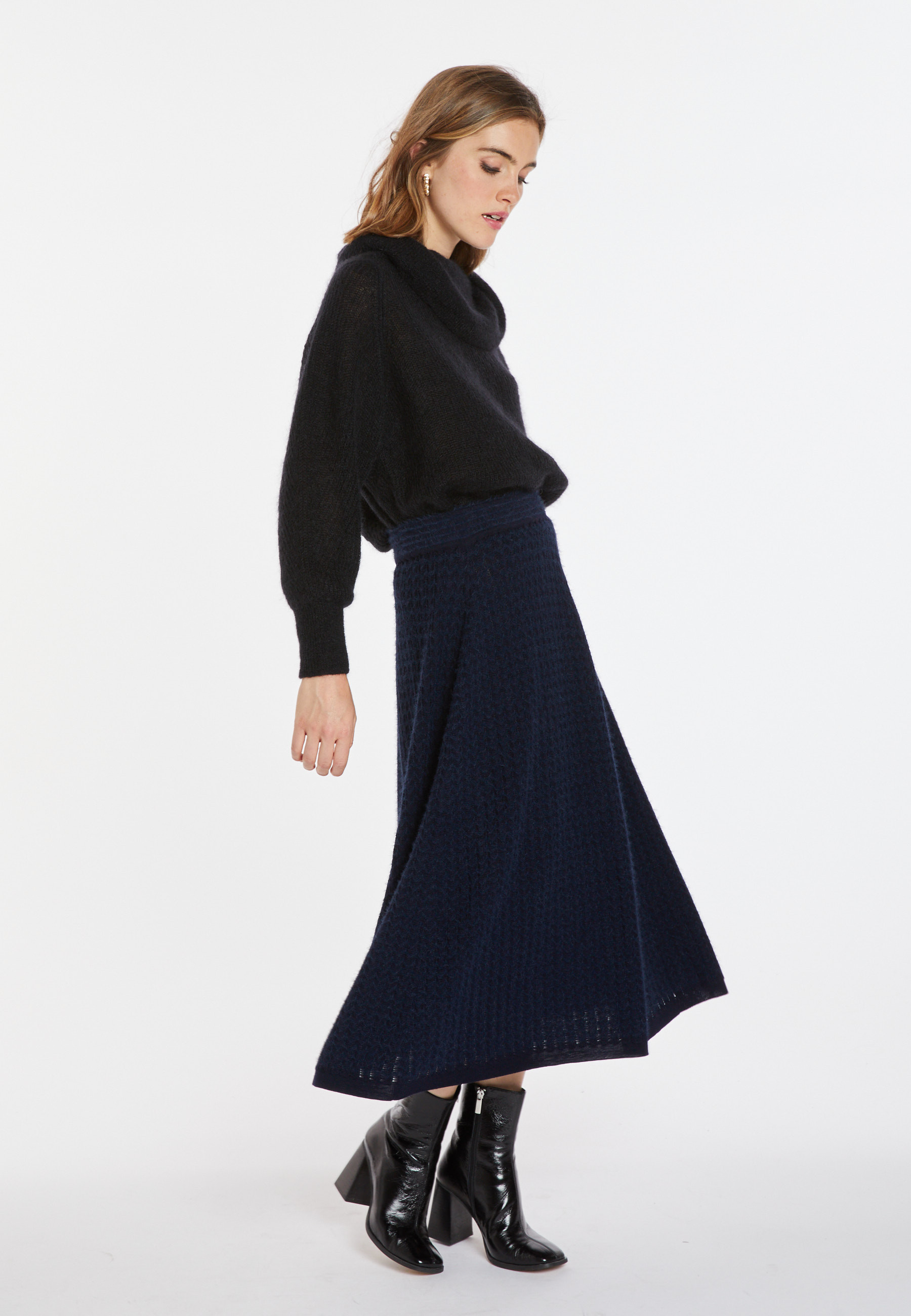Long skirt in merino wool - Cecile
