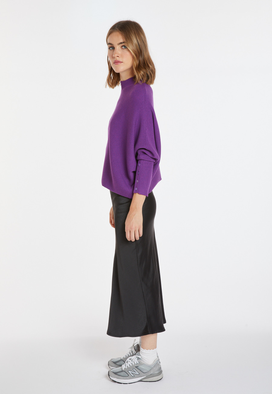 Loose-fitting high-neck wool blend sweater - Caly