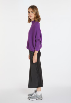 Loose-fitting high-neck wool blend sweater - Caly