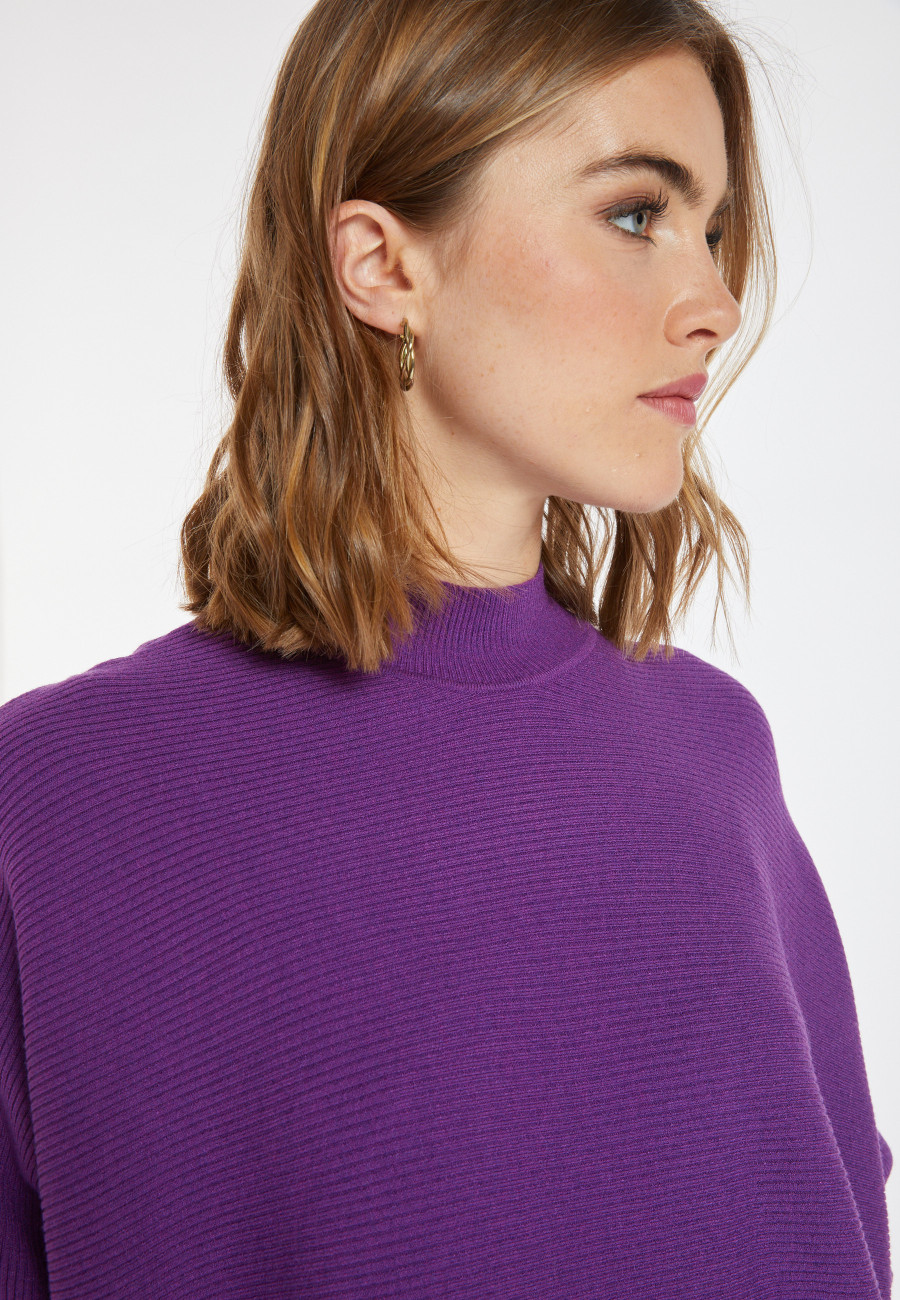 Loose-fitting high-neck wool blend sweater - Caly