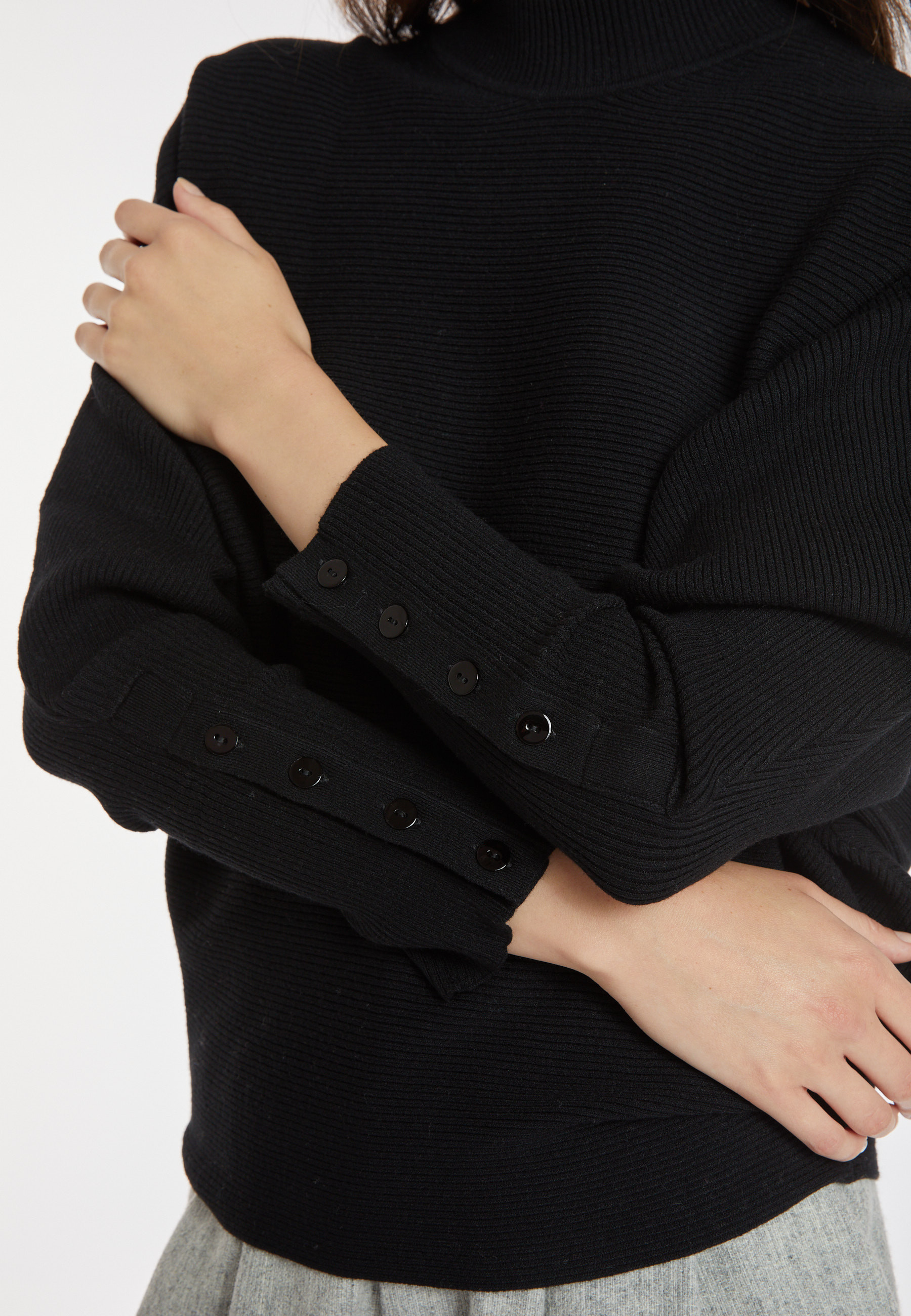 Loose-fitting high-neck wool blend sweater - Caly