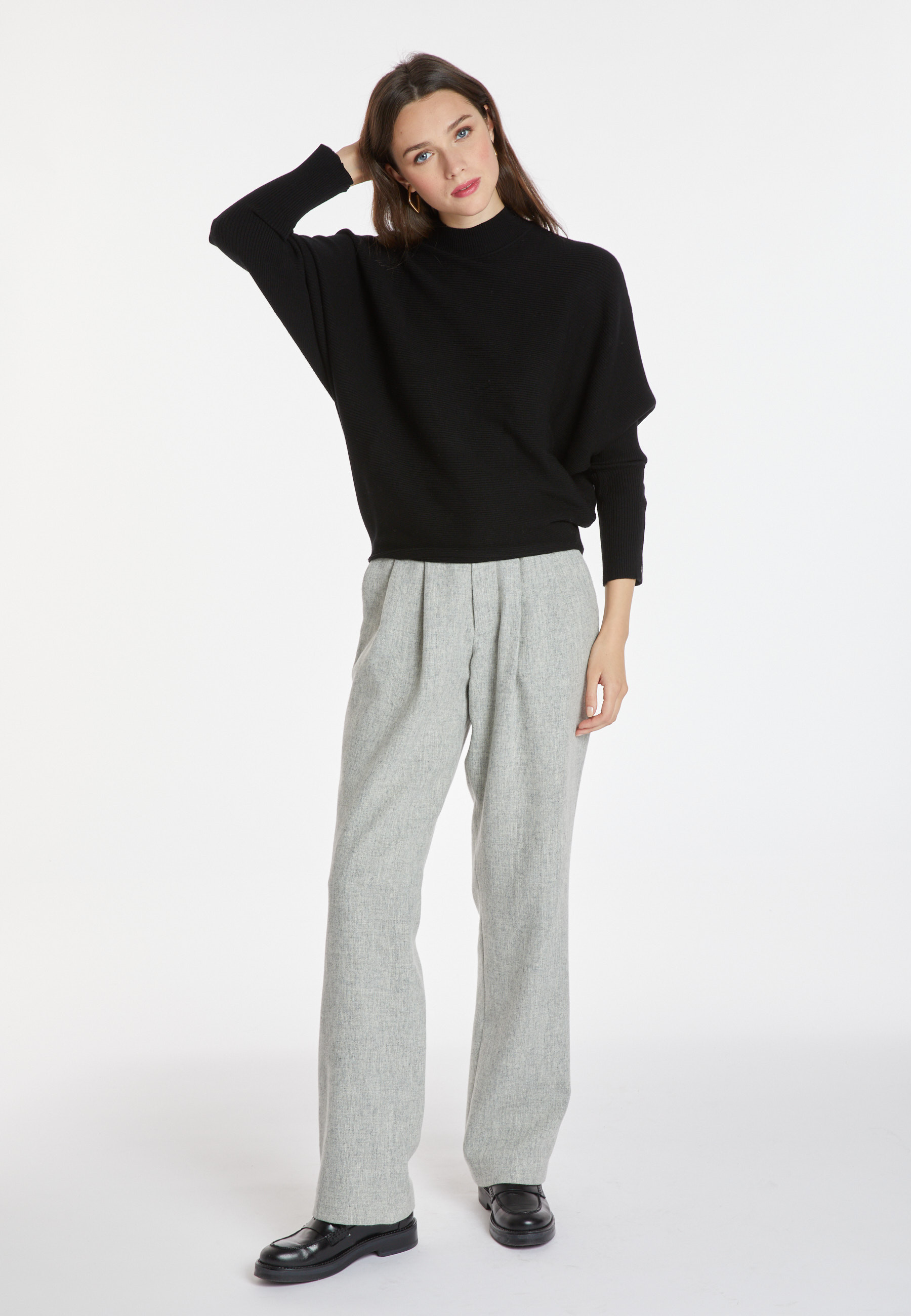 Loose-fitting high-neck wool blend sweater - Caly