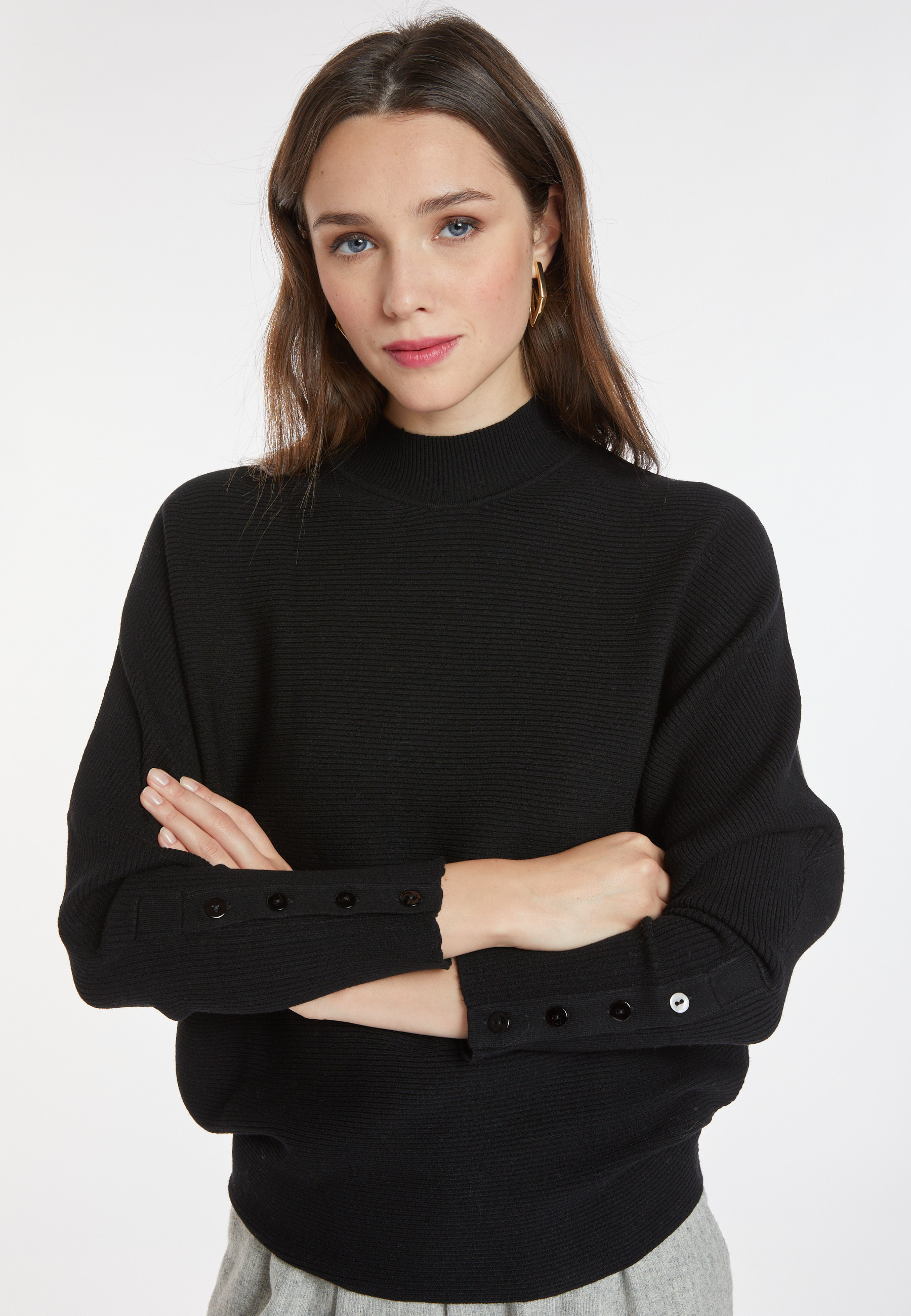 Loose-fitting high-neck wool blend sweater - Caly