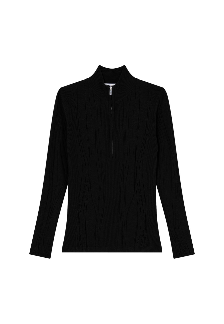 Suéter com zíper em mistura de lã - Cacilda