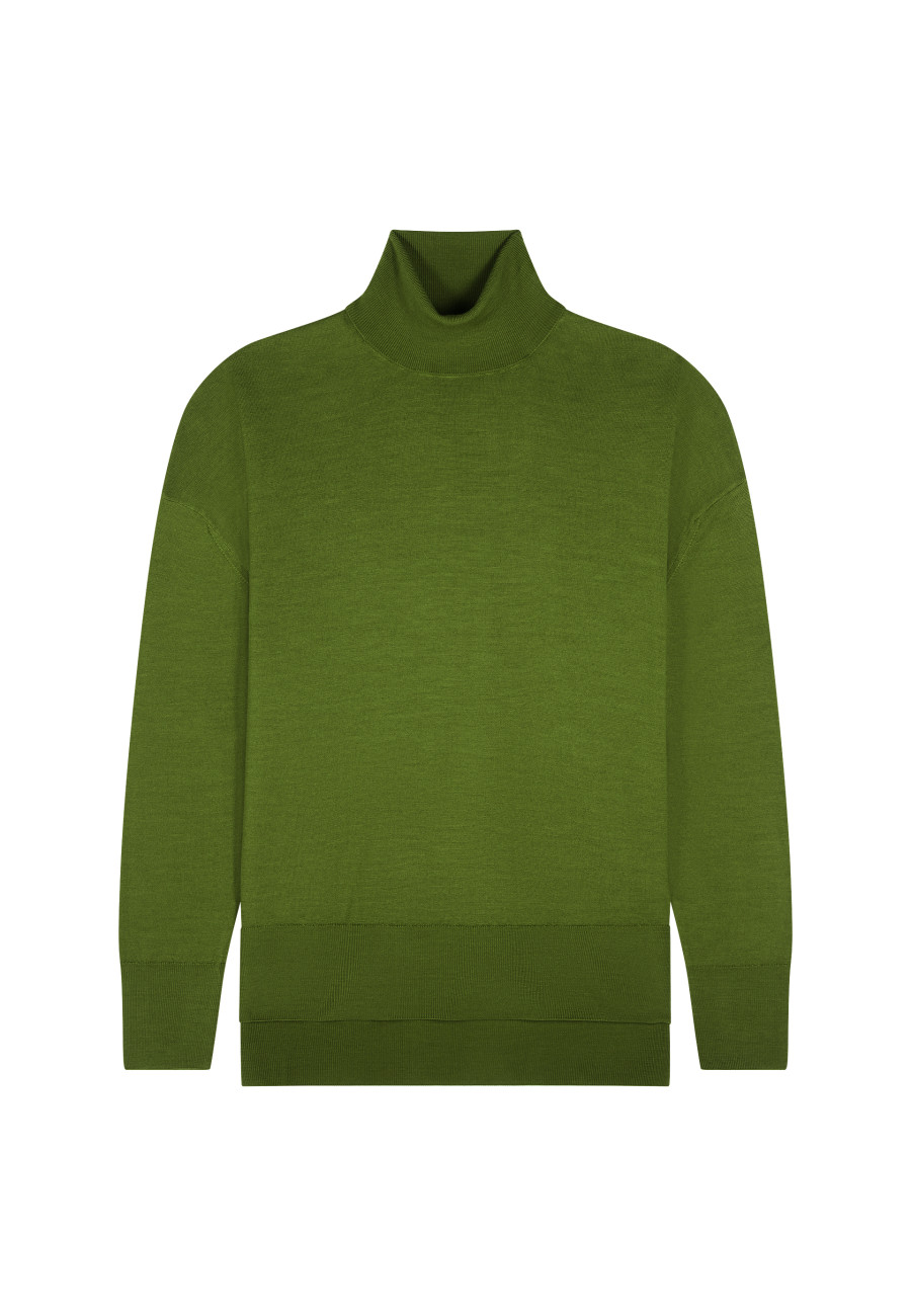 Suéter de gola alta com fenda de lã merino Amy