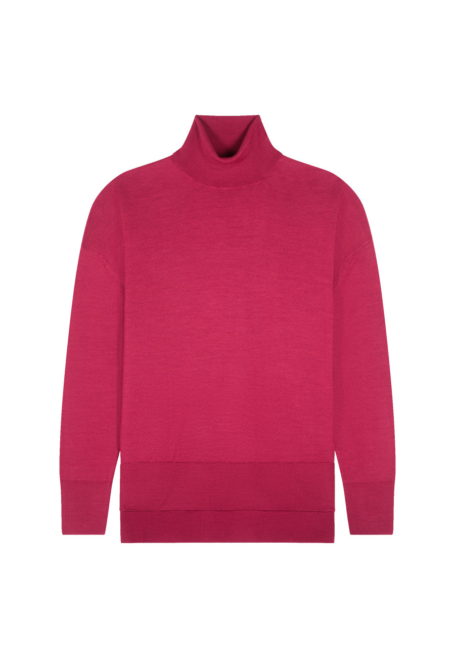 Suéter de gola alta com fenda de lã merino Amy