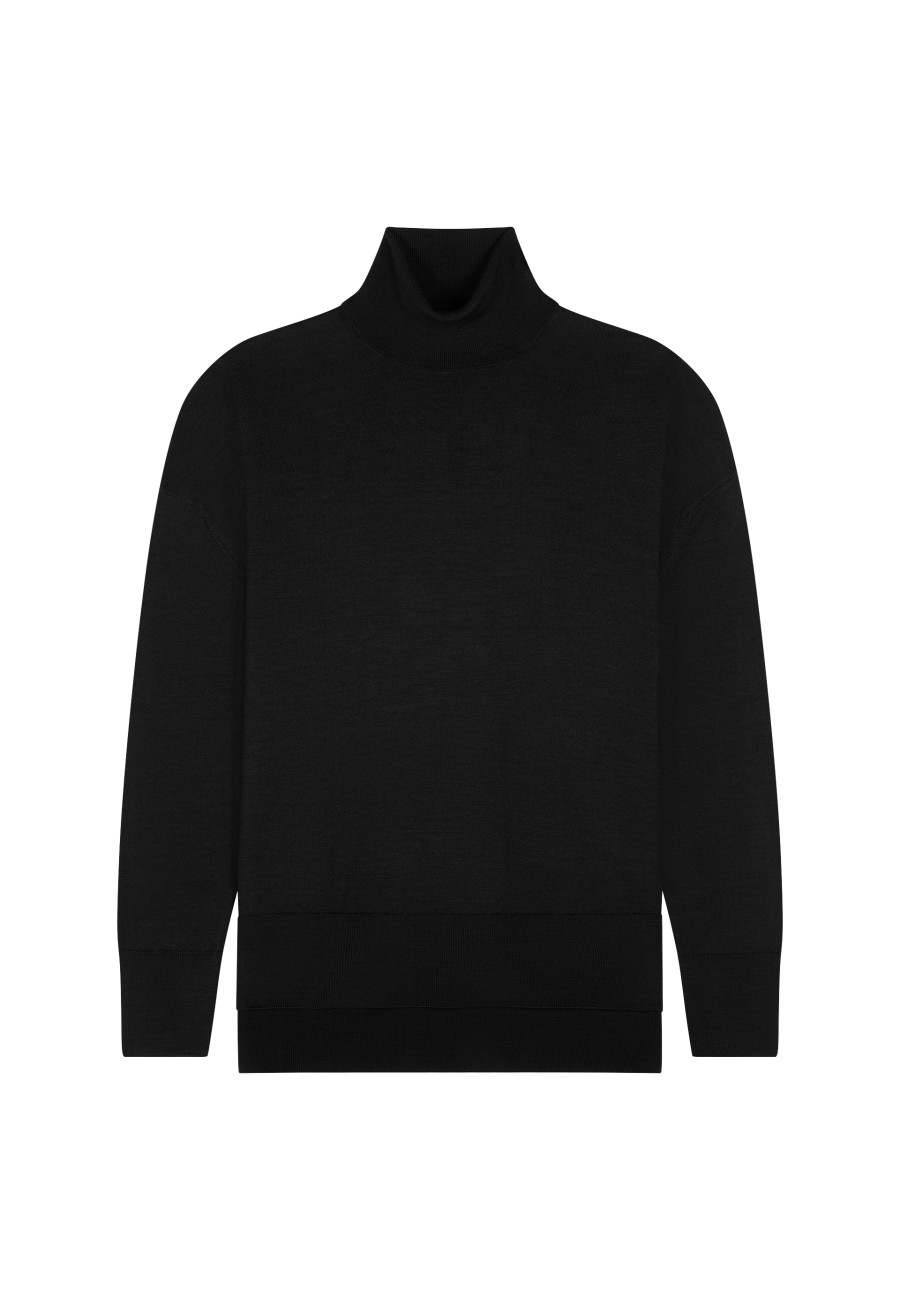 Slit turtleneck sweater in merino wool - Amy