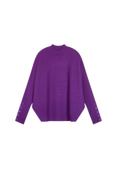 Loose-fitting high-neck wool blend sweater - Caly