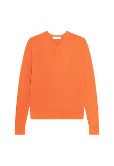 V-neck sweater with logo in merino wool - Elmo