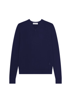 V-neck sweater with logo in merino wool - Elmo
