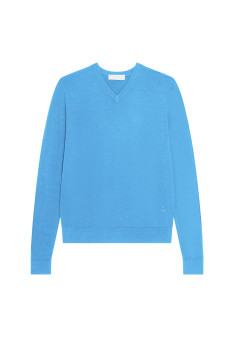 V-neck sweater with logo in merino wool - Elmo