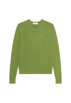 V-neck sweater with logo in merino wool - Elmo