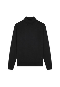 Turtleneck sweater with logo in merino wool - Enzo