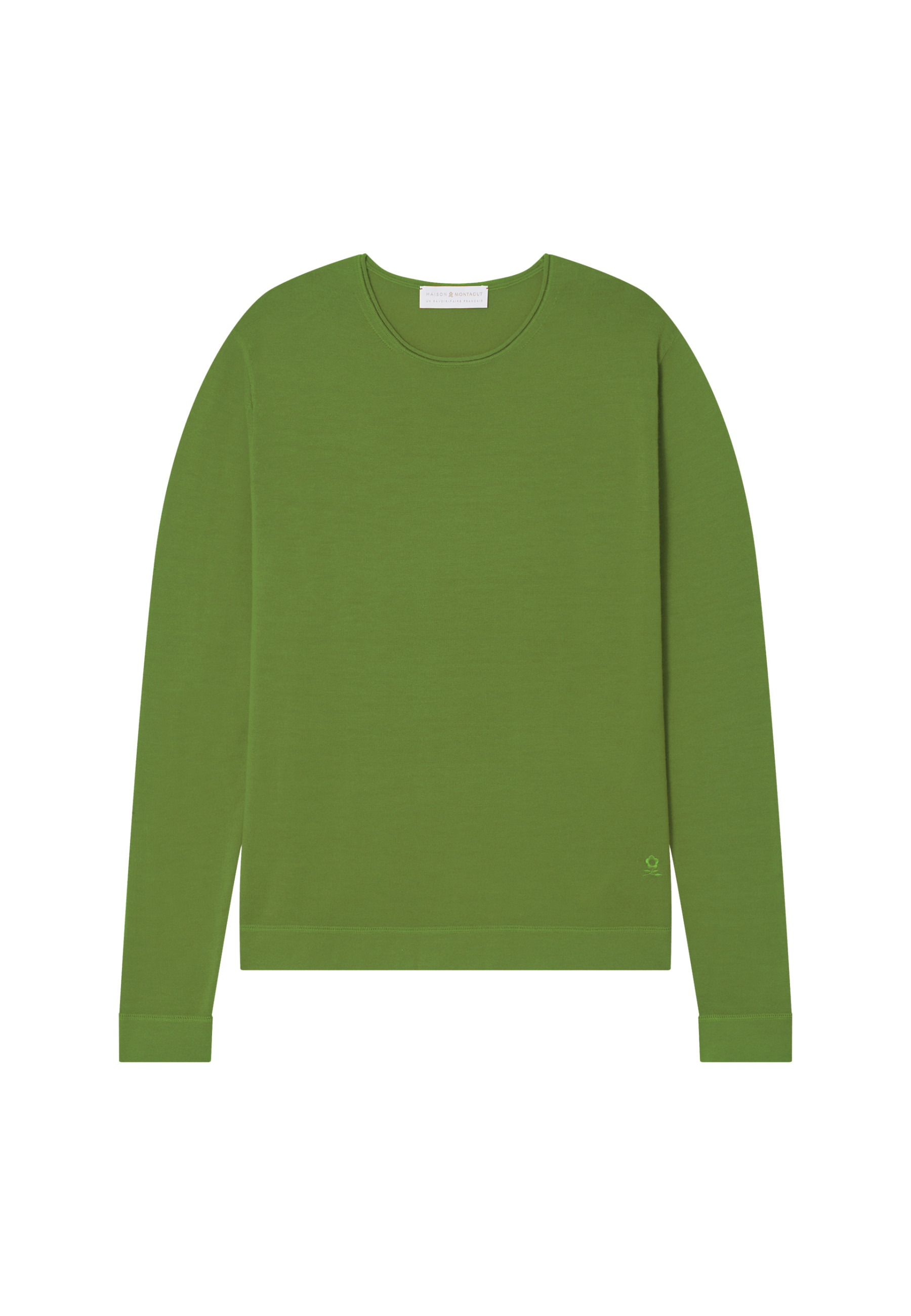 Round-neck merino wool sweater with rolled finishes - Rythme