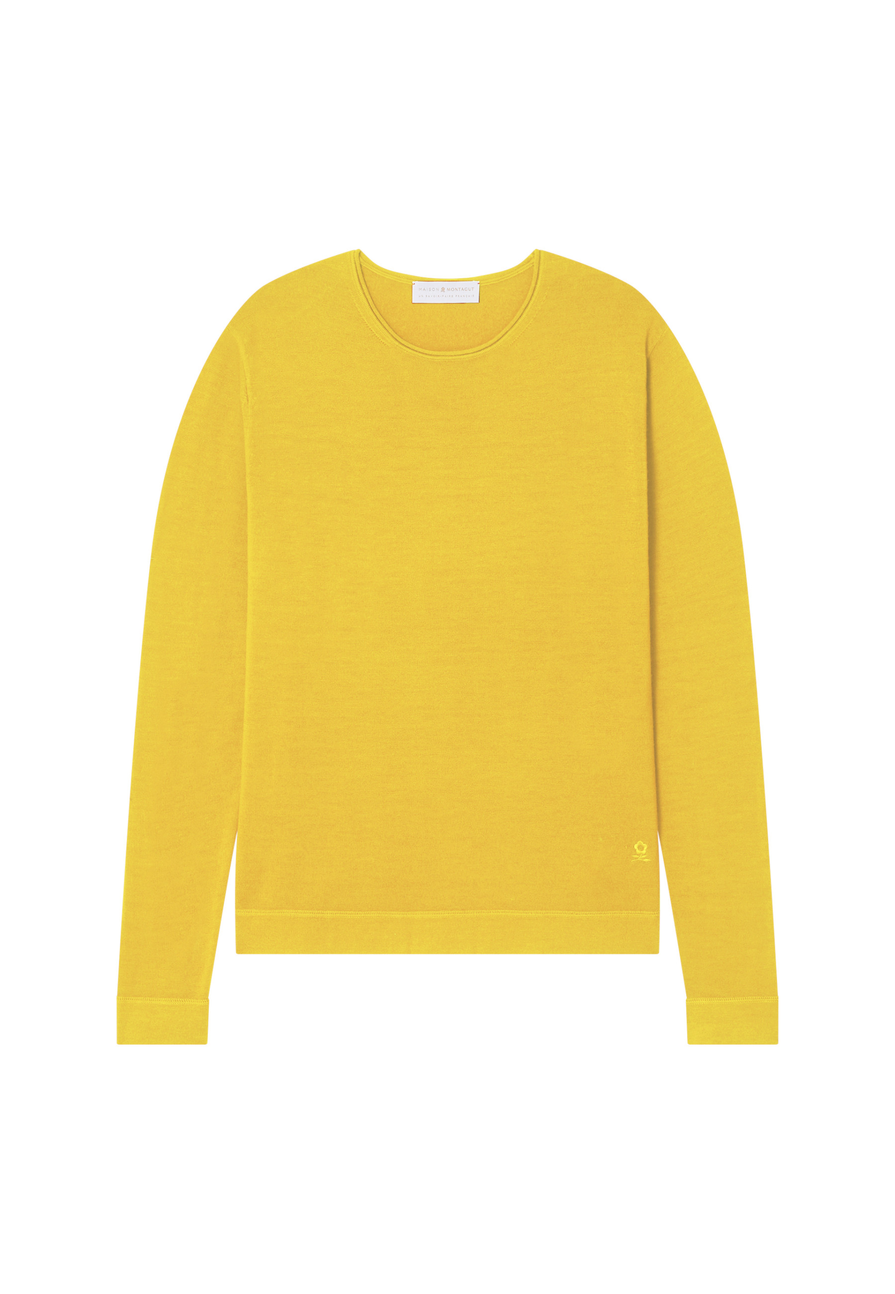 Round-neck merino wool sweater with rolled finishes - Rythme