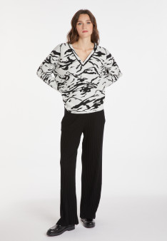 Pull graphique en laine mélangée - Carmina 8341