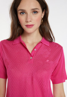 Patterned polo shirt in Fil Lumière - Karin