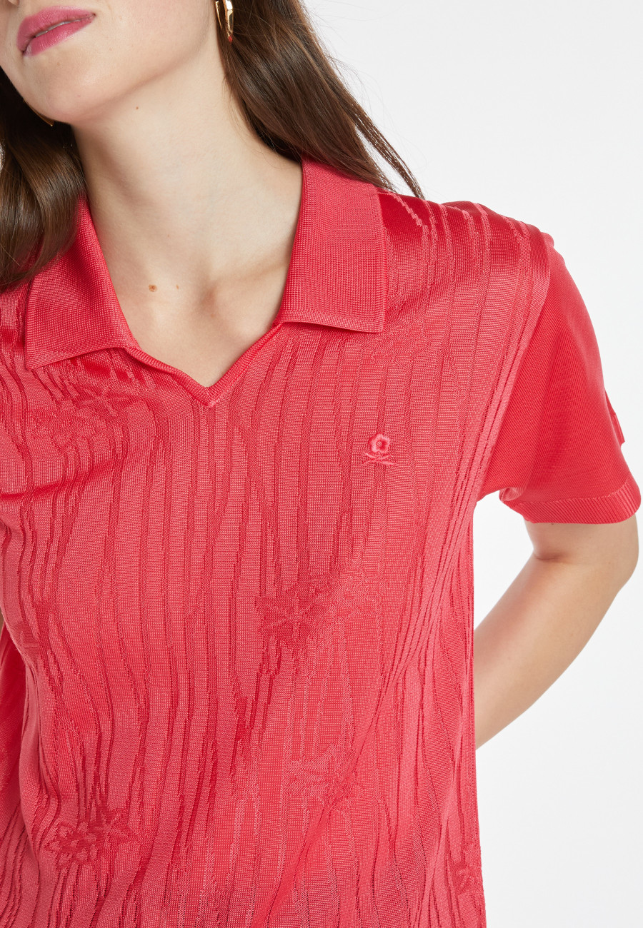 Flower pattern V-neck polo-shirt - Kyara