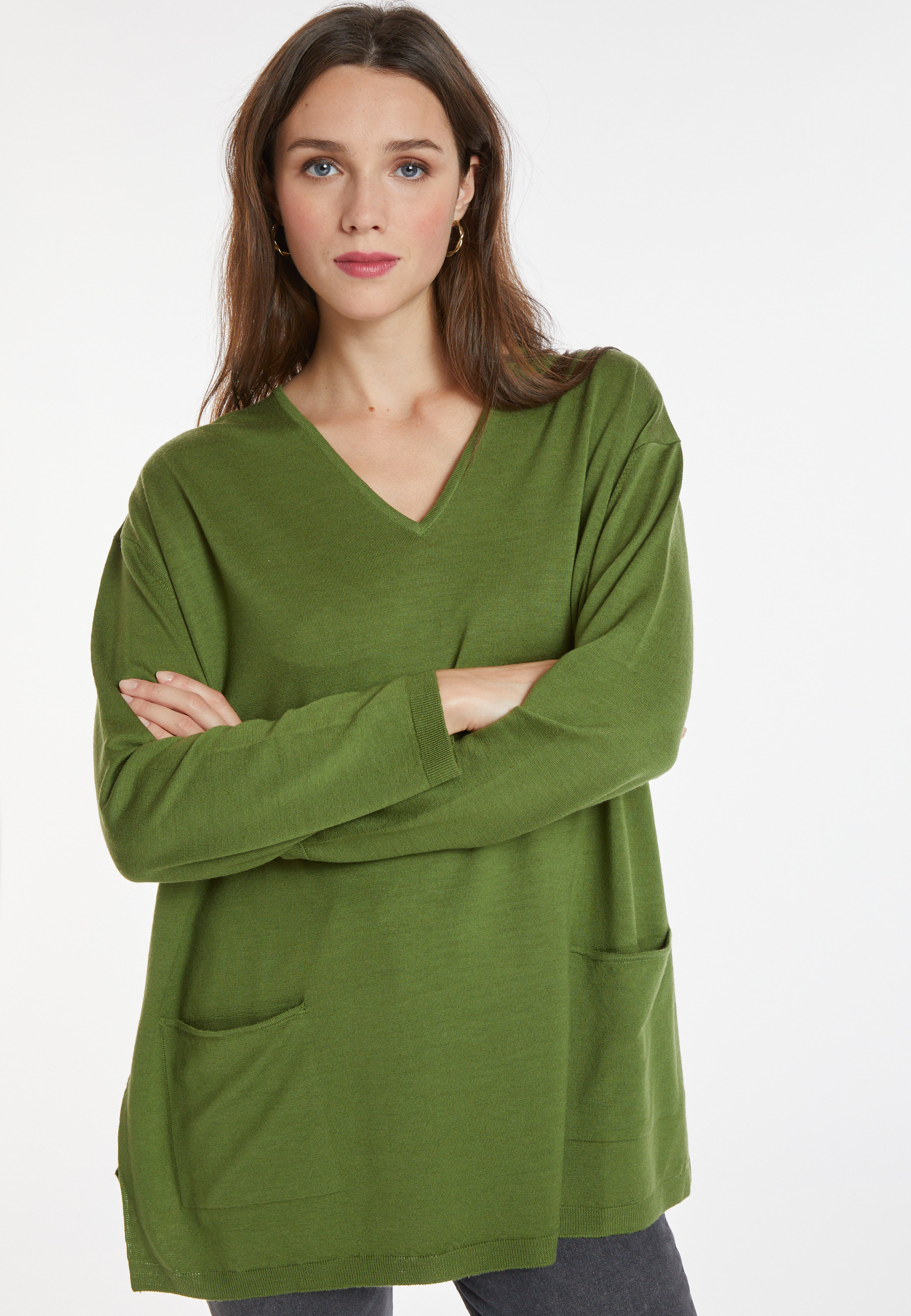 Pull ample à poches en laine mérinos - Albertine 8252